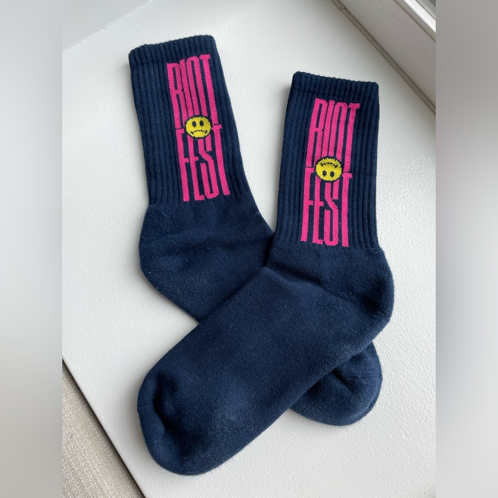 Riot Fest Chicago Navy Calf Socks